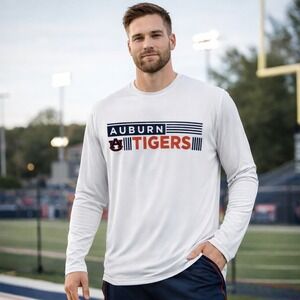 Auburn Tigers UPF‎ 50 Crew Long Sleeve Performance Tee White Men's Medium NWT